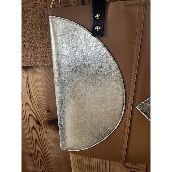 Orla Kiely Tote Bag in Leather and Metallic Brown  Women Tote NWT Anthropologie - Picture 5 of 11